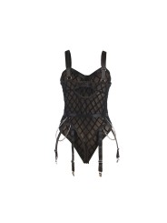 SUBBLIME - 954260 KÖRPER MIT KETTEN + STRUMPFGÜRTEL SCHWARZ S/M