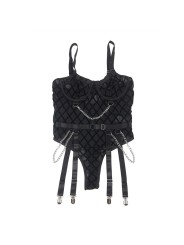 SUBBLIME - 954260 BODY COM CORRENTES + CINTA-LIGA PRETO S/M