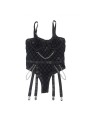 SUBBLIME - 954260 BODY COM CORRENTES + CINTA-LIGA PRETO S/M
