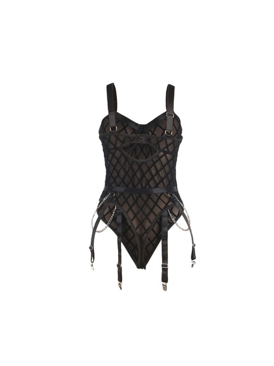 SUBBLIME - 9542277 BODY WITH CHAINS + GARTER BELT BLACK L/XL