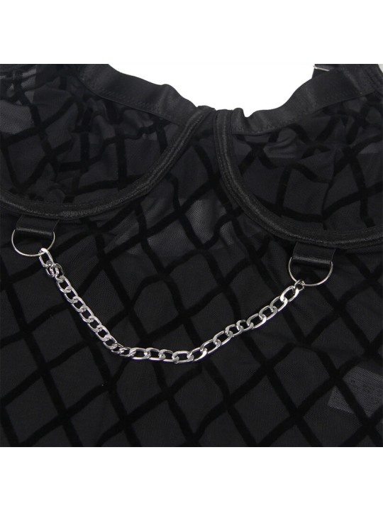 SUBBLIME - 954277 BODY MET KETTINGEN + KOUSENBAND ZWART L/XL