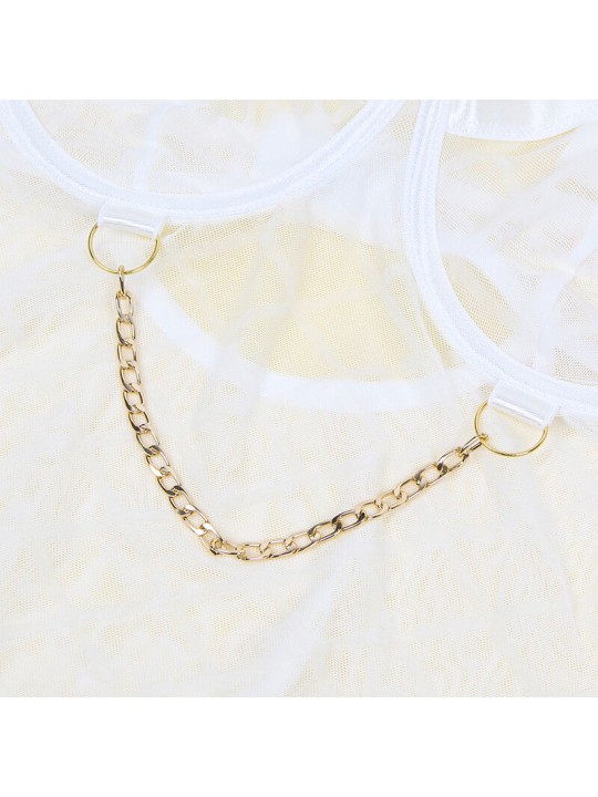 SUBBLIME - 954291 BODY CON CADENAS + LIGUEROS BLANCO L/XL