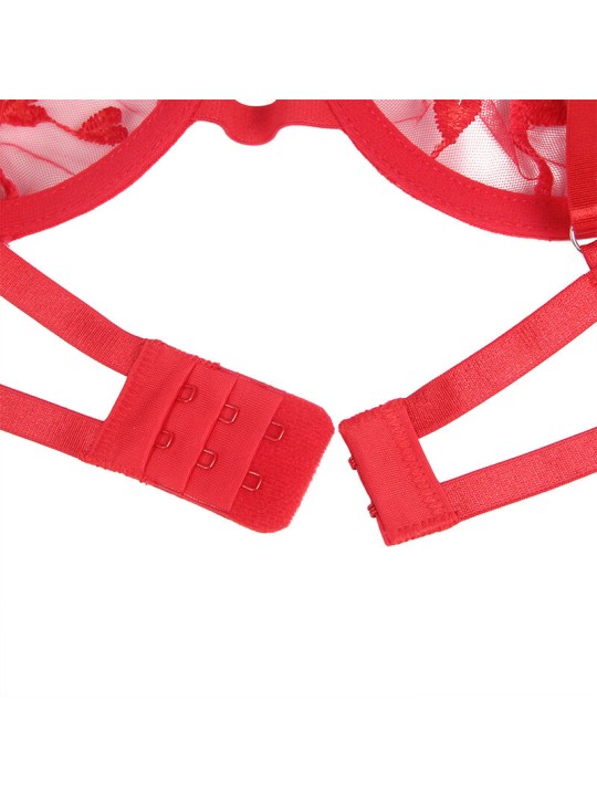 SUBBLIME - 954338 BH + STRING + STRUMPFGÜRTEL MIT HERZDRUCK ROT L/XL