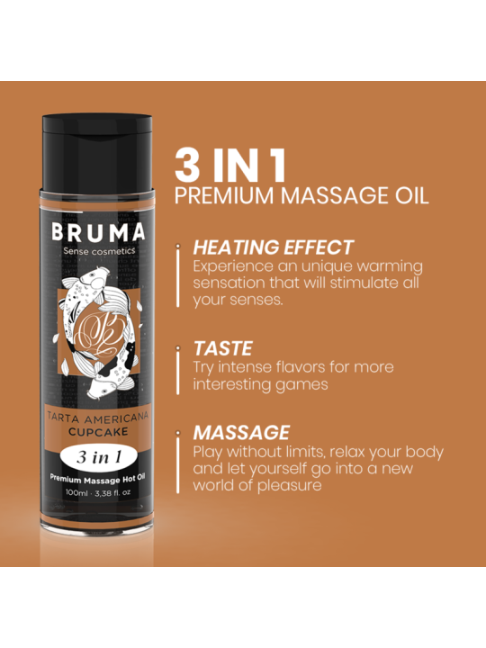 BRUMA - HUILE DE MASSAGE PREMIUM EFFET CHALEUR SAVEUR CUPCAKE 3 EN 1 -