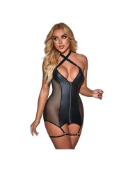 SUBBLIME - 954451 SEXY MESH KLEID LEDER SCHWARZ L/XL