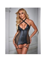 SUBBLIME - 954451 VESTIDO SEXY DE MALHA COURO PRETO L/XL