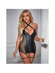 SUBBLIME - 954451 VESTIDO SEXY DE MALHA COURO PRETO L/XL
