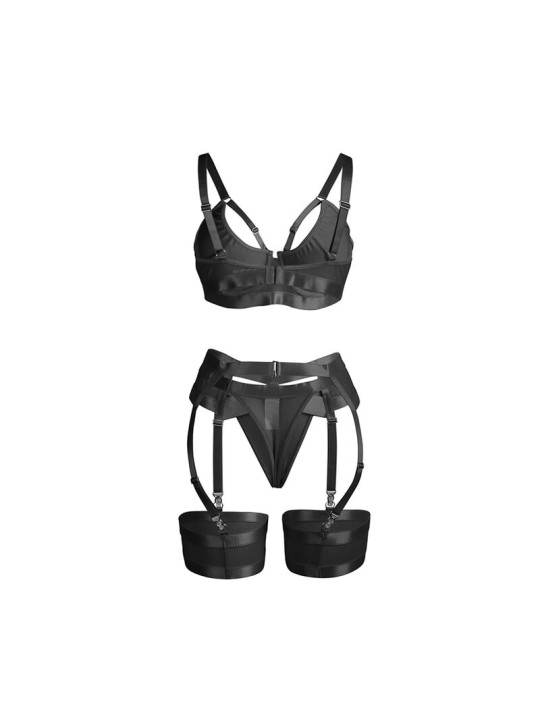 SUBBLIME - 955236 REGGISENO BONDAGE NERO CON GIARRETTIERA SET S/M