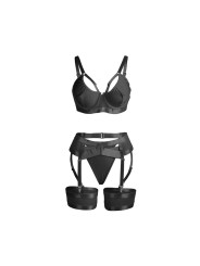 SUBBLIME - 955243 SUTIÃ BONDAGE PRETO COM CONJUNTO DE LIGA L/XL