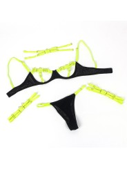 SUBBLIME - 955274 SET BH MET KETTING EN BEENDETAILS FLUORESCEREND GROE