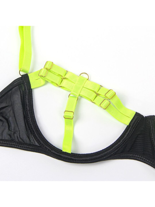 SUBBLIME - 955274 SET BH MET KETTING EN BEENDETAILS FLUORESCEREND GROE