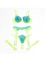 SUBBLIME - 955328 SET SUJETADOR CON ENCAJE Y LIGUEROS VERDE Y AZUL L/X