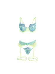 SUBBLIME - 955328 CONJUNTO DE SUTIÃ COM RENDA E LINHAS DE LIGA VERDE E