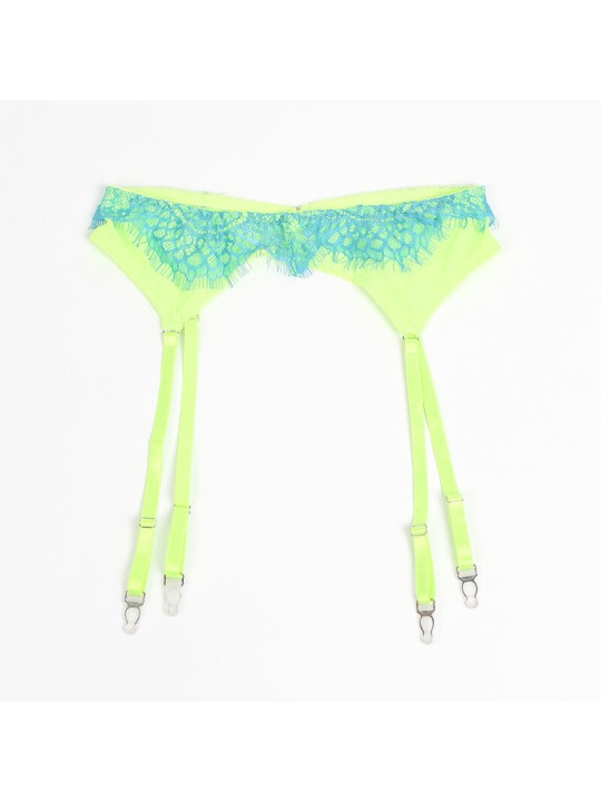 SUBBLIME - 955328 BRA SET WITH LACE AND GARTER LINES GREEN AND BLUE L/