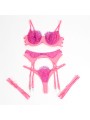 SUBBLIME - 955359 SET SUJETADOR CON ENCAJE Y LIGUEROS ROSA Y MORADO S/