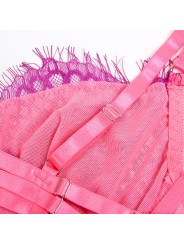 SUBBLIME - 955366 BRA SET WITH LACE AND GARTER LINES PINK AND PURPLE L