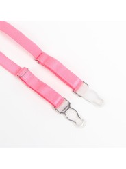SUBBLIME - 955366 CONJUNTO DE SUTIÃ COM RENDA E LIGAS ROSA E ROXO L/XL