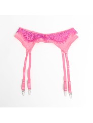 SUBBLIME - 955366 CONJUNTO DE SUTIÃ COM RENDA E LIGAS ROSA E ROXO L/XL