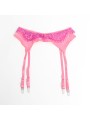 SUBBLIME - 955366 CONJUNTO DE SUTIÃ COM RENDA E LIGAS ROSA E ROXO L/XL