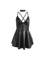 SUBBLIME - 955380 ABITO CON SPALLINE IN PELLE NERA L/XL