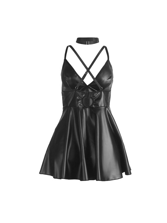 SUBBLIME - 955380 ABITO CON SPALLINE IN PELLE NERA L/XL