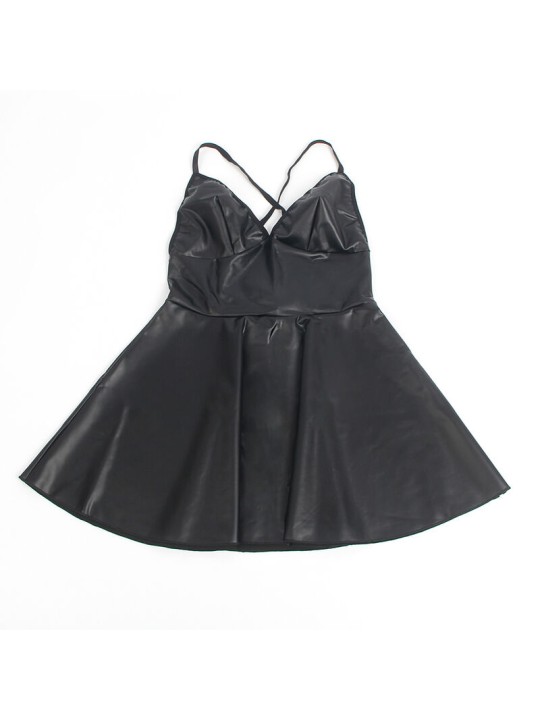 SUBBLIME - 955380 ABITO CON SPALLINE IN PELLE NERA L/XL