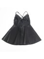 SUBBLIME - 955380 ROBE À BRETELLES EN CUIR NOIR L/XL