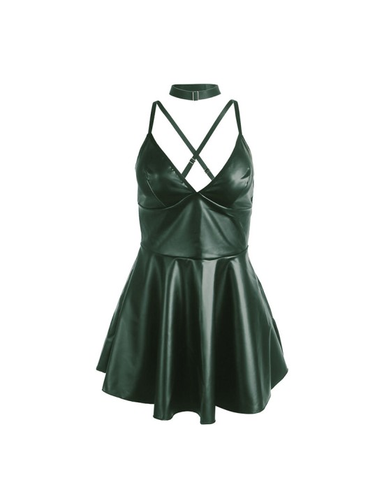 SUBBLIME - 955441 KLEID MIT GRÜNEN LEDERTRÄGERN L/XL