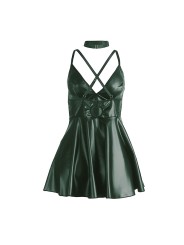SUBBLIME - 955441 ABITO CON SPALLINE IN PELLE VERDE L/XL