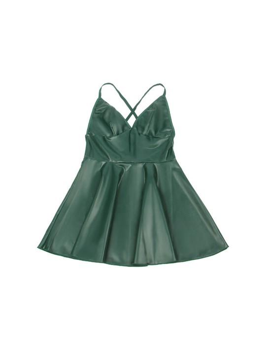SUBBLIME - 955441 ABITO CON SPALLINE IN PELLE VERDE L/XL