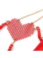 SUBBLIME - 955519 BRA SET WITH CHAINS AND MESH HEART RED S/M