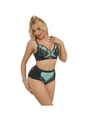 SUBBLIME - 955557 GROENE LAKLEDEREN MESH RITS BH SET S/M