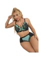 SUBBLIME - 955557 GRÜNES LACKLEDER-NETZ-ZIPPER-BH-SET S/M