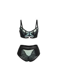 SUBBLIME - 955557 ENSEMBLE SOUTIEN-GORGE EN CUIR VERNI VERT AVEC FERME