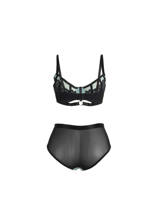 SUBBLIME - 955557 GRÜNES LACKLEDER-NETZ-ZIPPER-BH-SET S/M