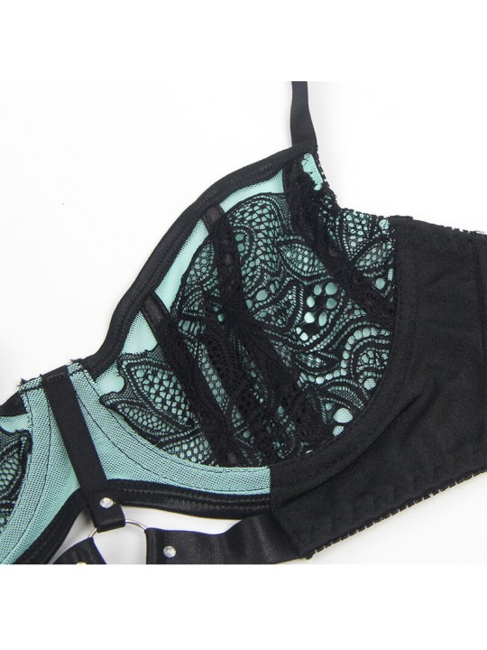 SUBBLIME - 955557 ENSEMBLE SOUTIEN-GORGE EN CUIR VERNI VERT AVEC FERME