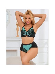 SUBBLIME - 955557 GROENE LAKLEDEREN MESH RITS BH SET S/M