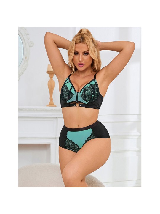 SUBBLIME - 955557 ENSEMBLE SOUTIEN-GORGE EN CUIR VERNI VERT AVEC FERME