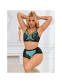SUBBLIME - 955564 CONJUNTO DE SUTIÃ DE COURO VERDE COM ZÍPER DE MALHA 
