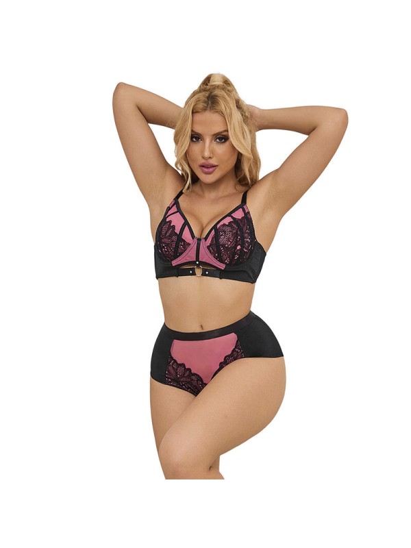 SUBBLIME - 955571 CONJUNTO SUJETADOR CON CREMALLERA DE MALLA DE CHAROL