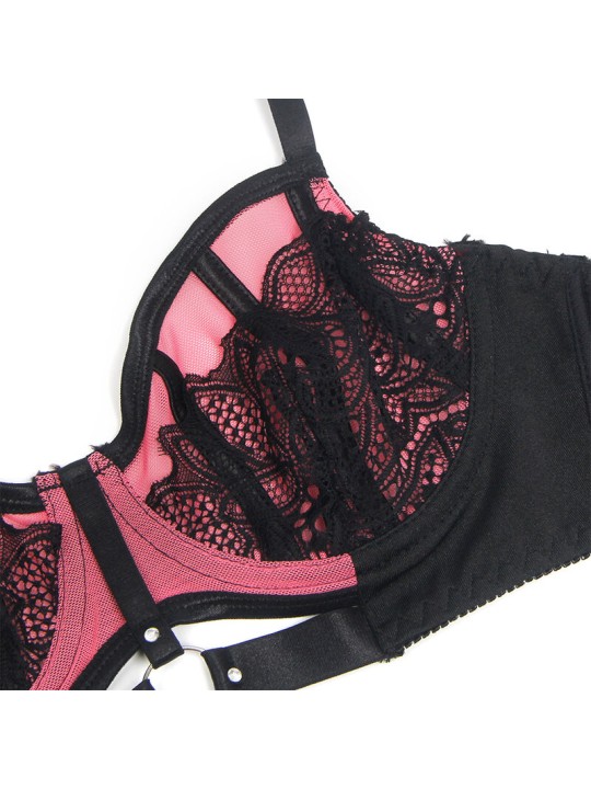 SUBBLIME - 955571 ROSA LACKLEDER MESH ZIPPER BH-SET S/M