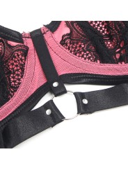 SUBBLIME - 955571 ROSA LACKLEDER MESH ZIPPER BH-SET S/M
