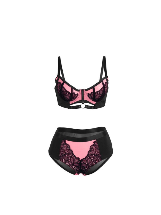 SUBBLIME - 955588 CONJUNTO SUJETADOR CON CREMALLERA DE MALLA DE CHAROL