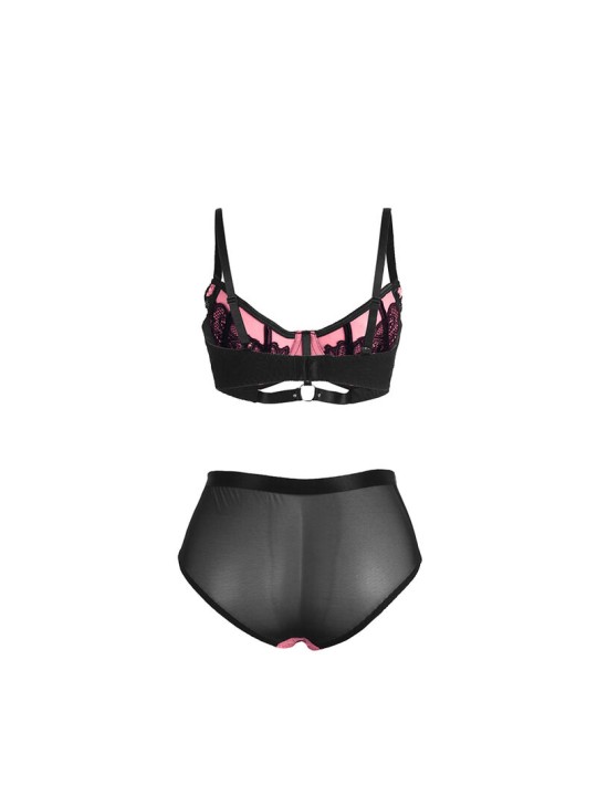 SUBBLIME - 955588 CONJUNTO SUJETADOR CON CREMALLERA DE MALLA DE CHAROL