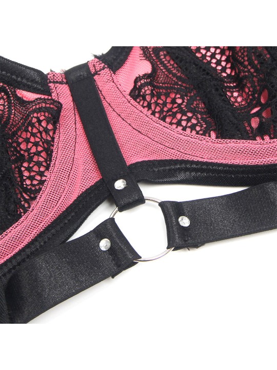 SUBBLIME - 955588 CONJUNTO SUJETADOR CON CREMALLERA DE MALLA DE CHAROL