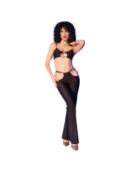 CHILIROSE - CR 4851 SCHWARZES TOP UND LEGGINGS-SET MIT GOLDENEN ACCESS