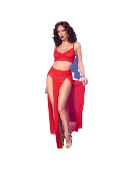 CHILIROSE - CR 4850 SET TOP E LEGGINGS ROSSI CON ACCESSORI DORATI M