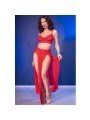 CHILIROSE - CR 4850 CONJUNTO DE TOP E LEGGING VERMELHO COM ACESSÓRIOS 