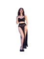 CHILIROSE - CR 4672 GONNA TOP NERA E PERIZOMA CON CATENE ORO M