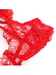 SUBBLIME - 957513 CONJUNTO DE SUTIÃ E LIGA DE RENDA VERMELHO L/XL
